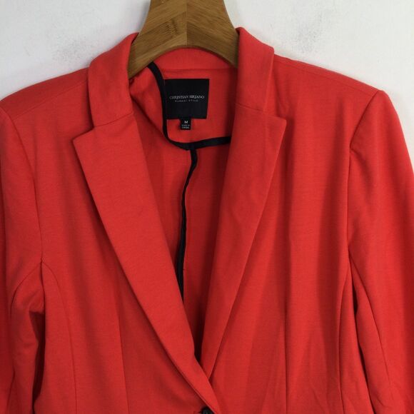 Christian Siriano Womens One Button Zip Pockets Blazer Jacket Coral Size Medium - Picture 5 of 13